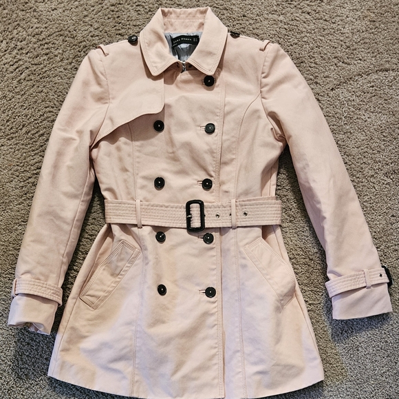 Double Breasted Trench Light Trench Coat Zara Zara Light Pink  Double-Breasted Trench Coat